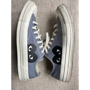 CDG PLAY Converse Chuck 70 Low Steel Gray Heart Sneakers Mens 9 Womens 11